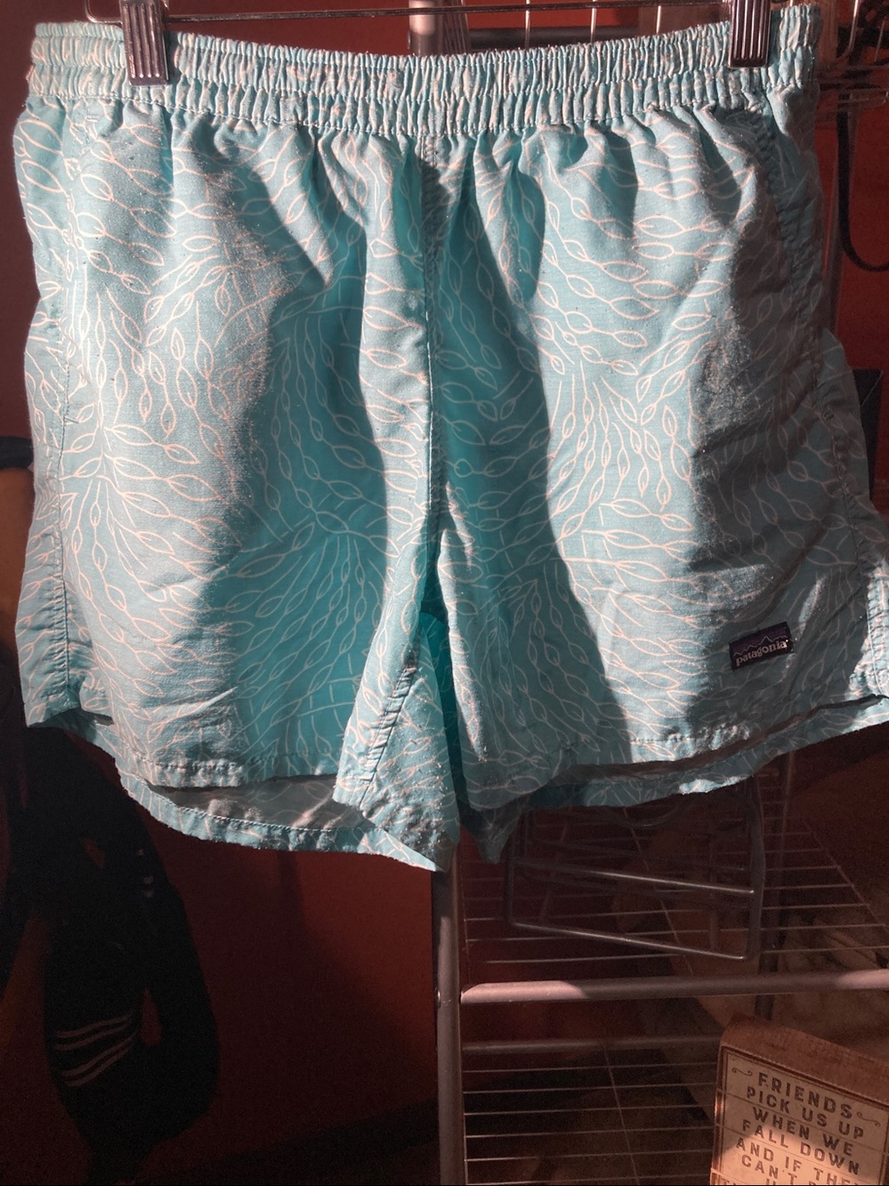 Patagonia Women's Aqua Leaf-Print Athletic Shorts - Picture 4 of 5